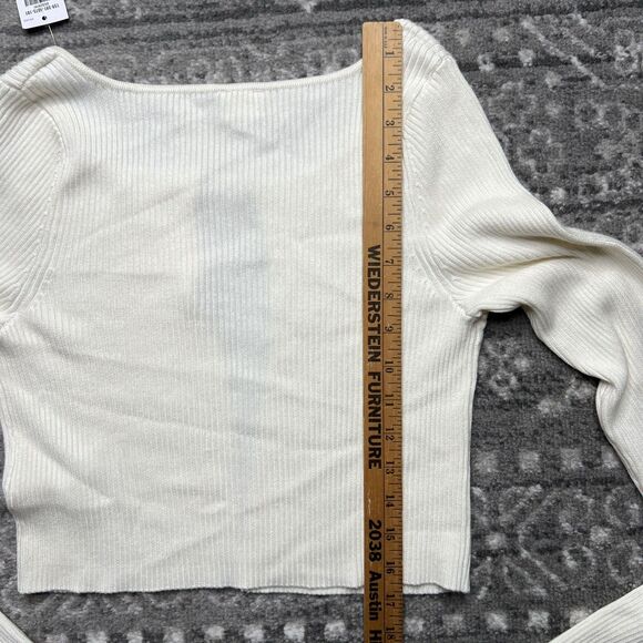 Abercrombie & Fitch NWT Ivory Slim Bar Ribbed Cardigan Size MT Medium Tall - Picture 6 of 9
